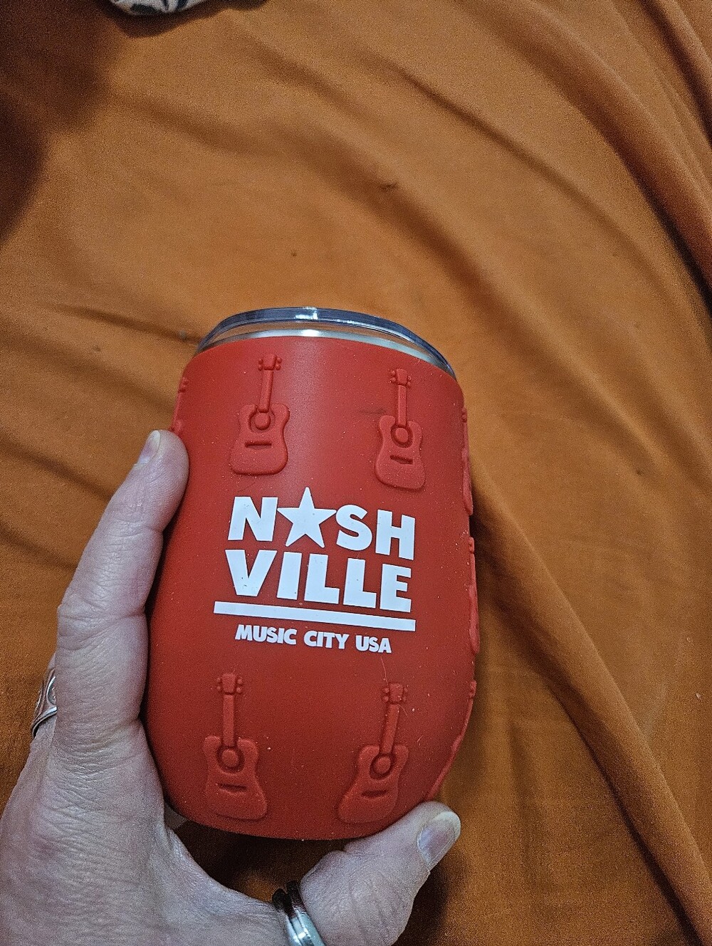 NWT Nashville Red Silicone Travel Tumbler - Music City USA